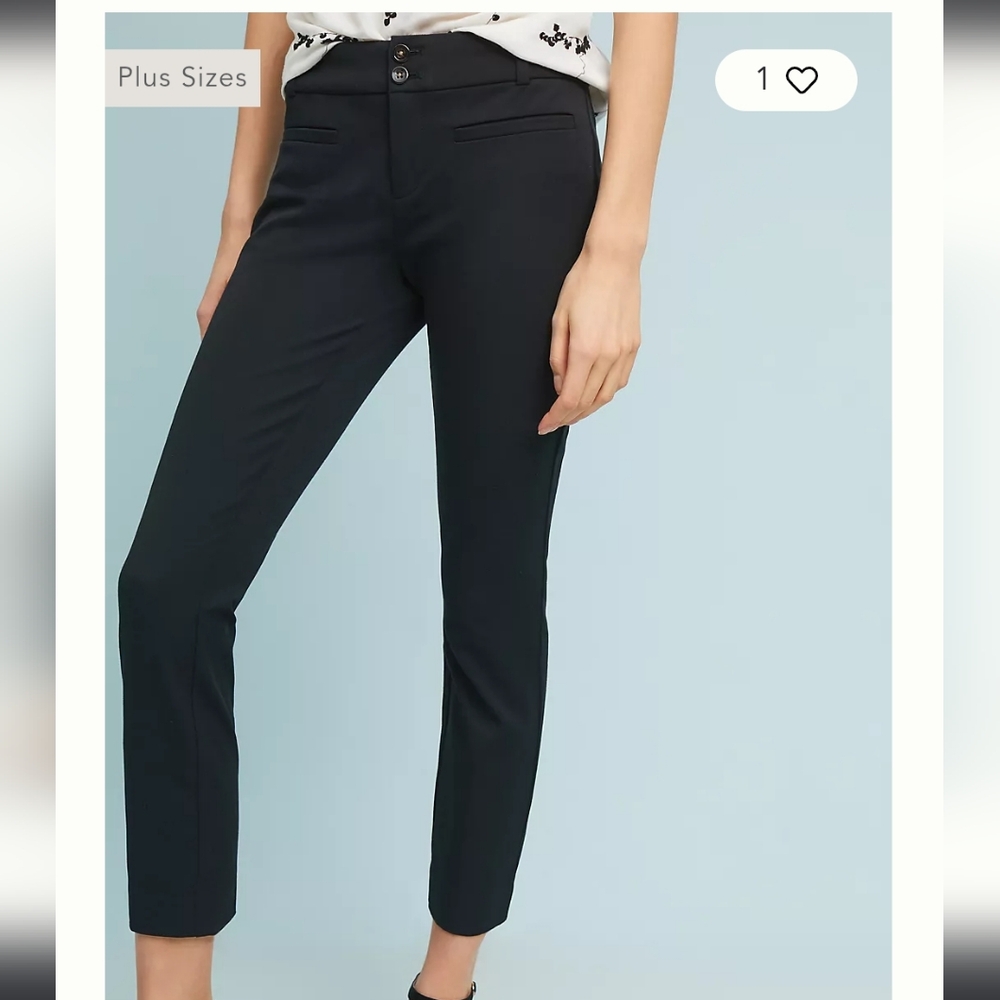 Anthropologie The Essential Slim Black Trousers Size 0
